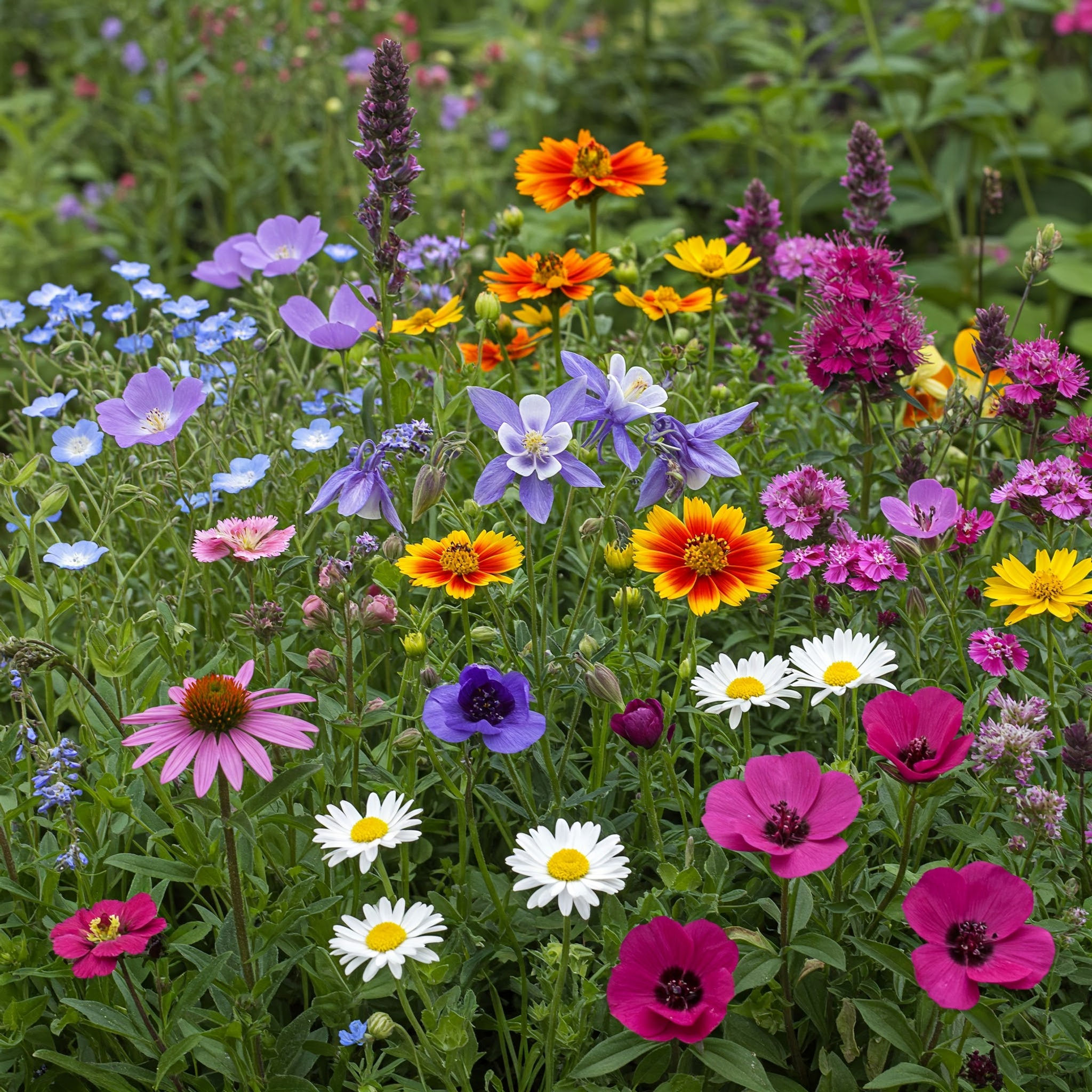 a mix of shade friendly wildflowers.