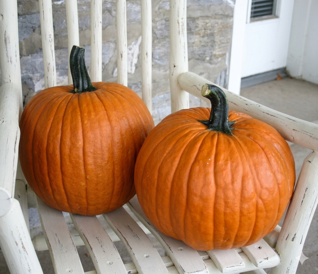 Two orange magic wand pumpkins.