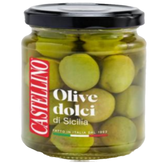 Castellino sizilianische Oliven in Lake 280g – italienische grüne Oliven nach sizilianischer Art