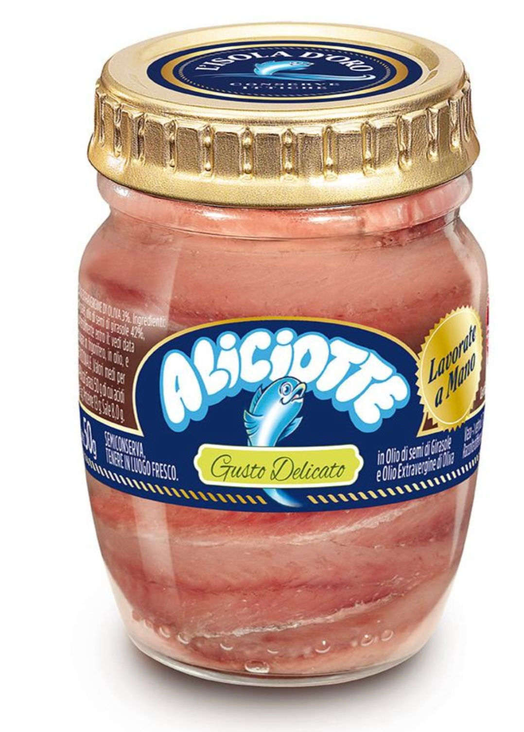 Filetti di Acciughe con Oliva  | Sardellenfilets in Olivenöl - 90g Isola dòro