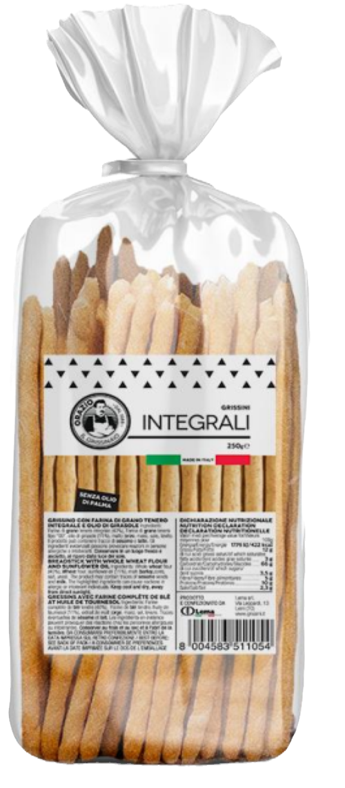 Lema Grissini Torinesi Vollkorn 250g – knusprige italienische Vollkorn-Brotstangen