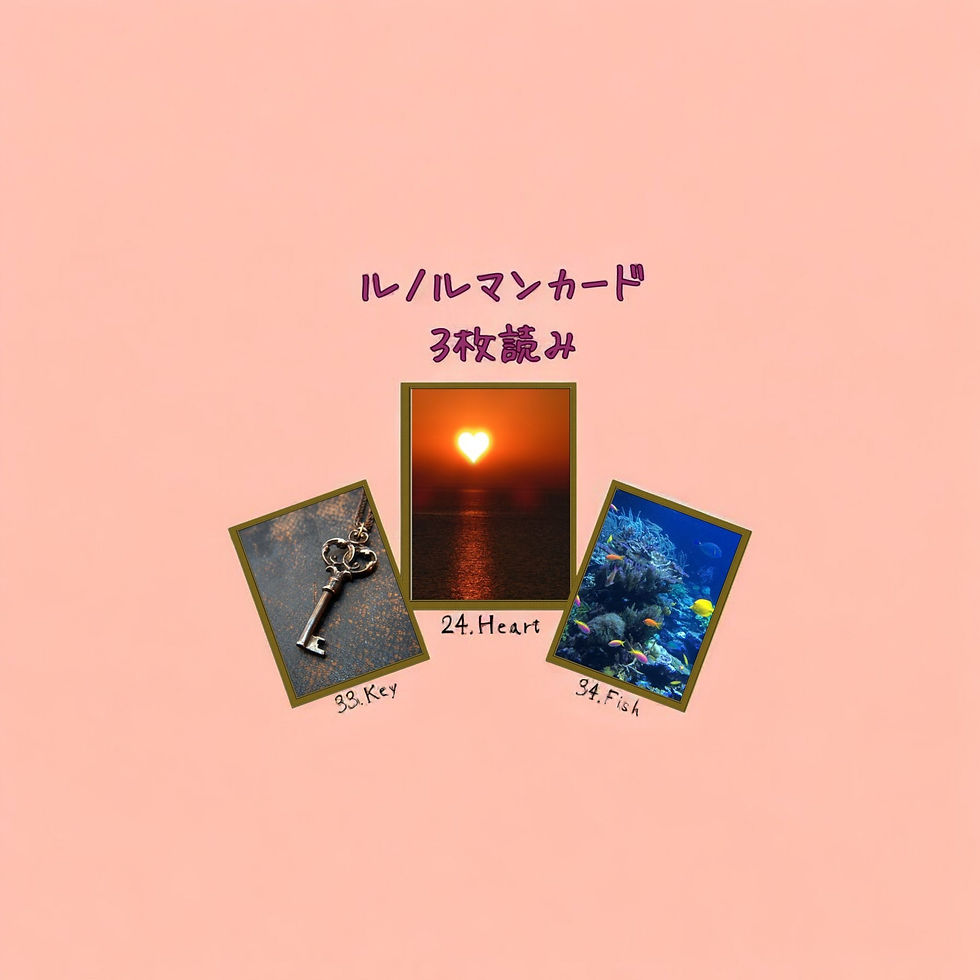 ルノルマンカード3枚読み 鍵、ハート、魚