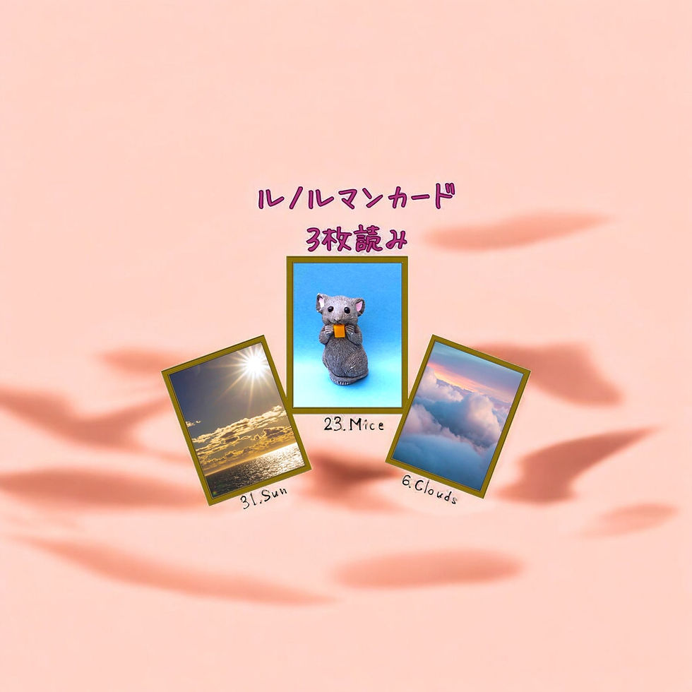 ルノルマンカード3枚読み 太陽、ねずみ、雲