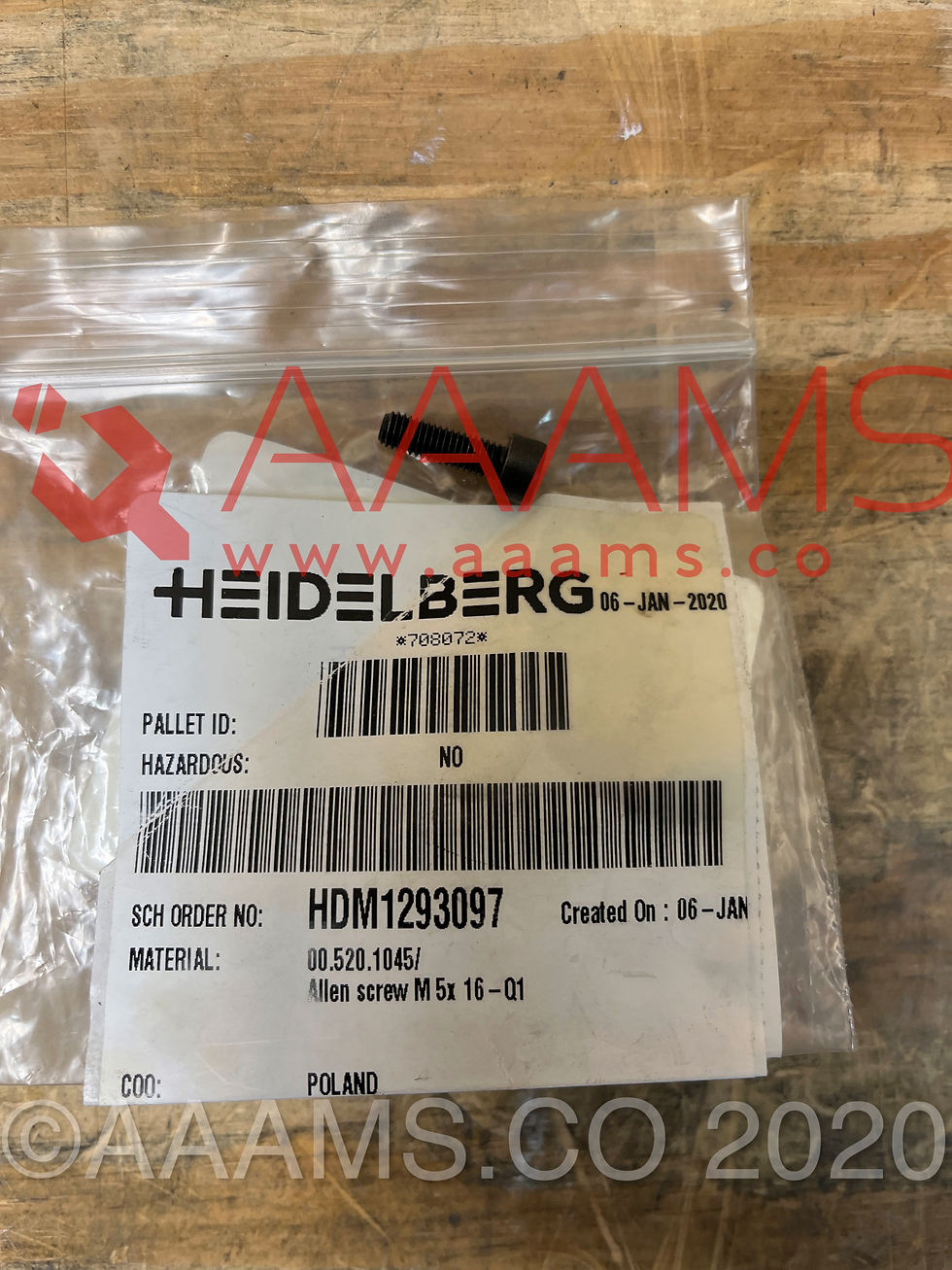 Thumbnail: ALLEN SCREW M 5X16 Q1     00.520.1045     NEW