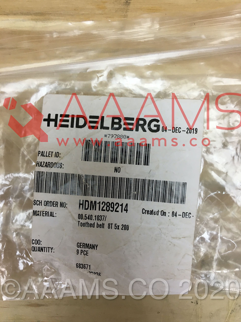 Thumbnail: TOOTHED BELT 8T 5x200 00.540.1037 NEW