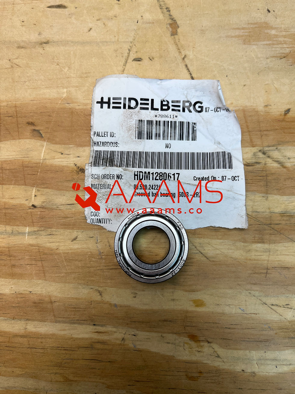 Thumbnail: GROOVED BALL BEARING 6003-2RZ     00.520.2422     NEW