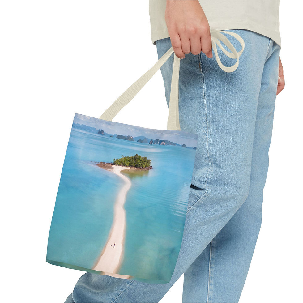 Thumbnail: Island sand bar beach with blue water in Thailand - Tote Bag (AOP)