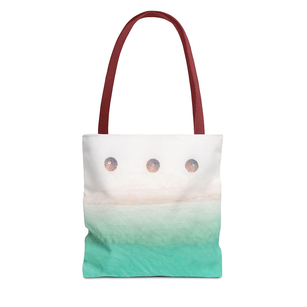 Thumbnail: Beach in Thailand with blue water and umbrellas Tote Bag (AOP)