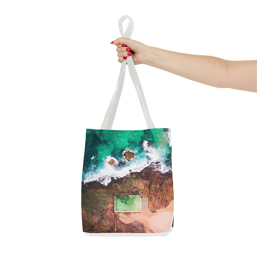 Thumbnail: Coastal pool on beach in Sydney, Australia with ocean - Tote Bag (AOP)