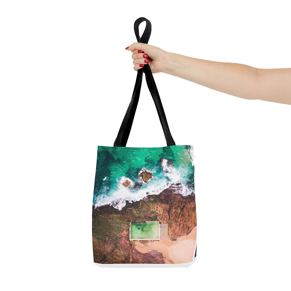 Thumbnail: Coastal pool on beach in Sydney, Australia with ocean - Tote Bag (AOP)