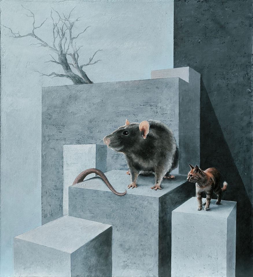 Es la imagen de la pintura al óleo llamada Vértigo, de la coleción naturaleza y brutalismo