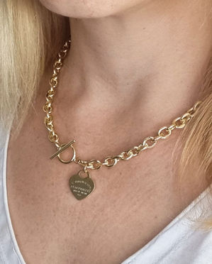 שרשרת חוליות לב סטיל גולדי