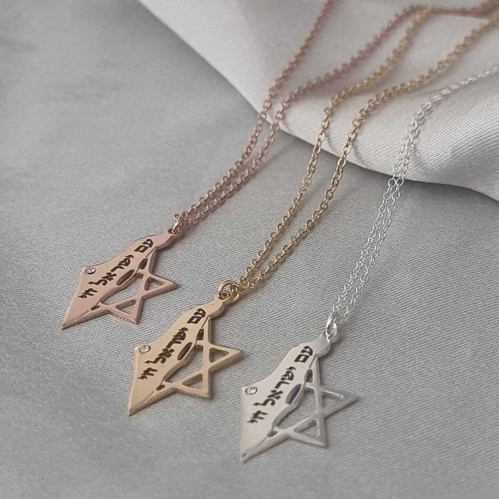 תמונה ממוזערת: שרשרת ארץ ישראל ומגן דוד בכסף זהב ורוזגולד