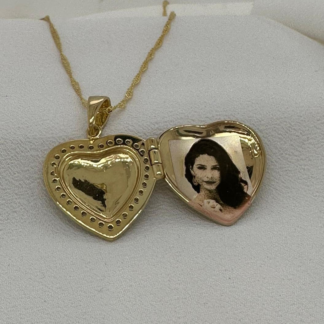 שרשרת לב נפתח עם חריטת תמונה