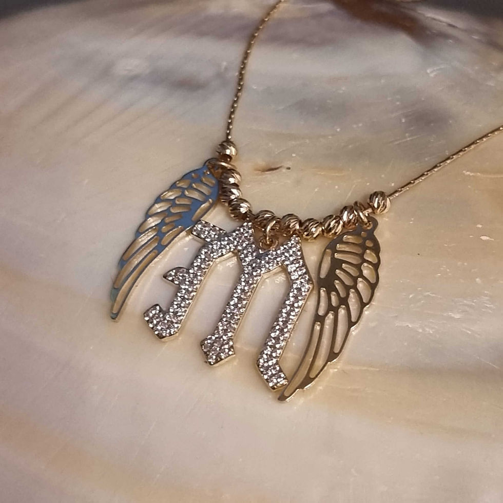 תמונה ממוזערת: שרשרת כנפיים אות גותית משובצת