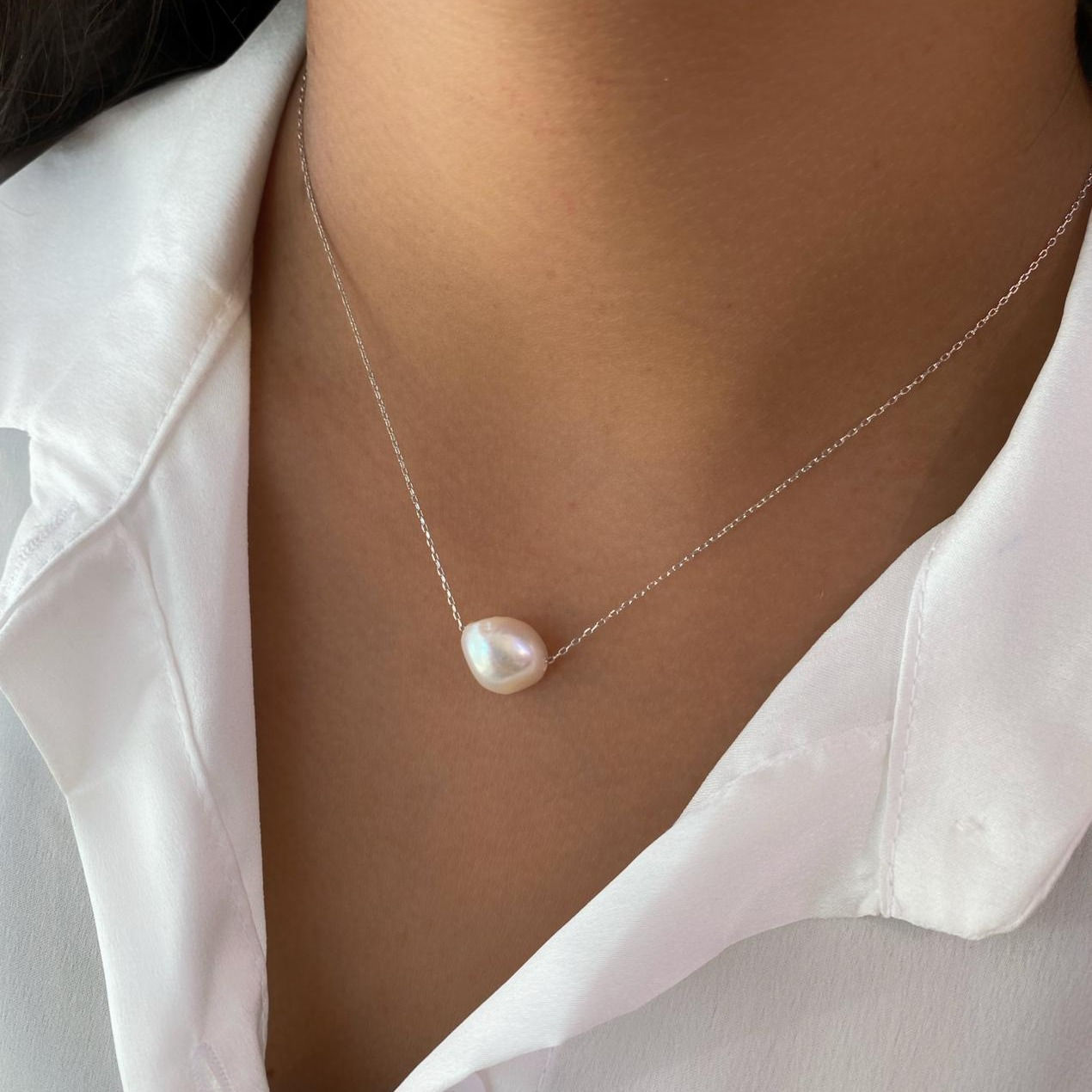 שרשרת פנינה כסף 925