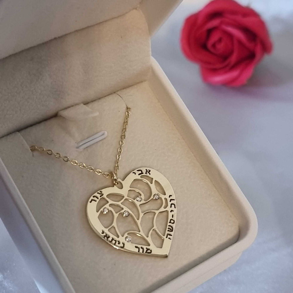 תמונה ממוזערת: שרשרת עץ החיים עם שמות הילדים נכדים ושיבוץ אבנים