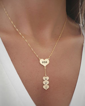 שרשרת עניבה לב עם חריטה