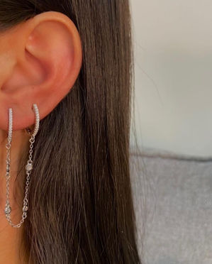 עגיל חישוק כפול עם שרשרת מחברת