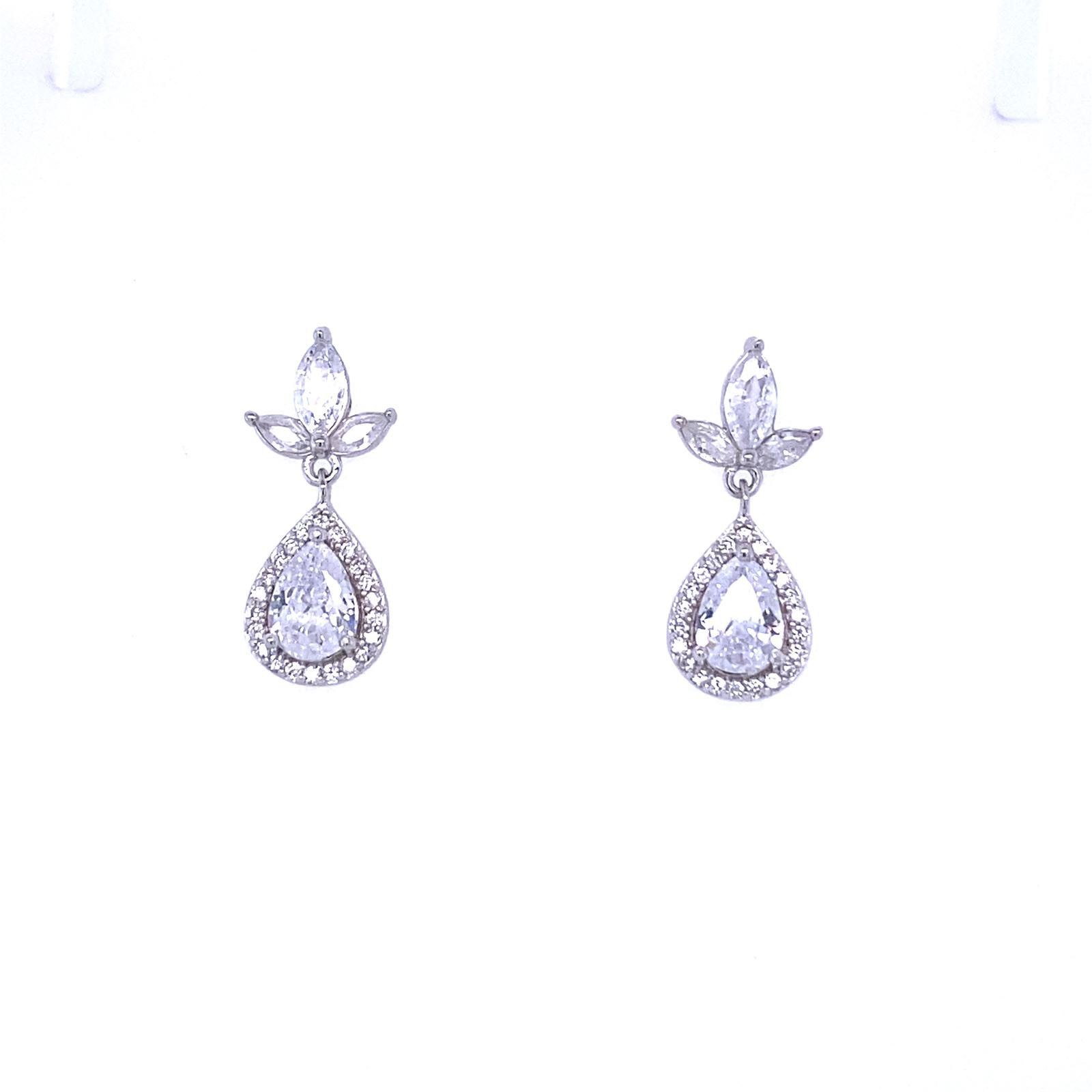 עגילים פרח הלוטוס בשילוב טיפה כסף 925