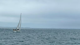 bateau sur une mer bleu-gris