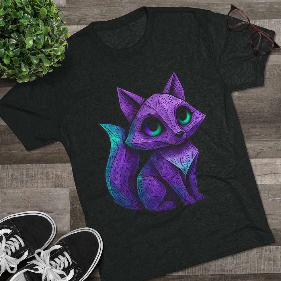 Echo the Origami Fox Tri-Blend Crew Tee