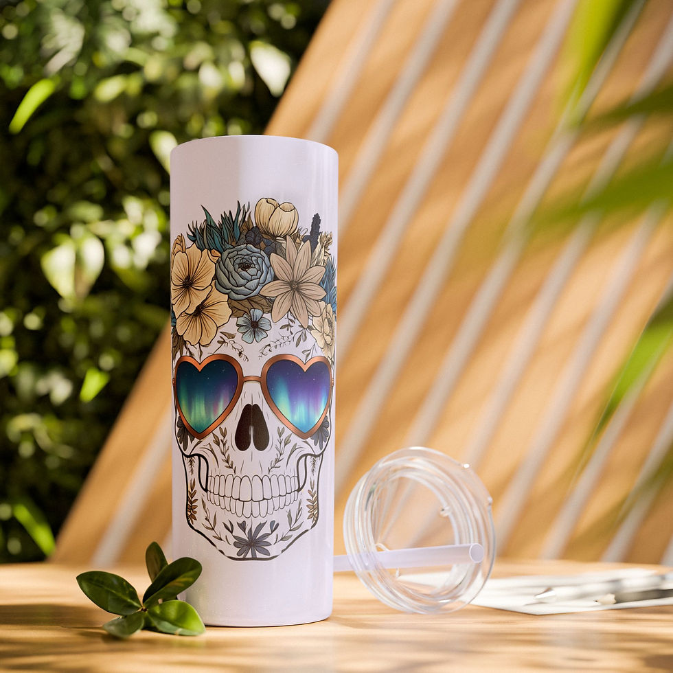 Thumbnail: Heartshade Skull Skinny Tumbler, 20oz