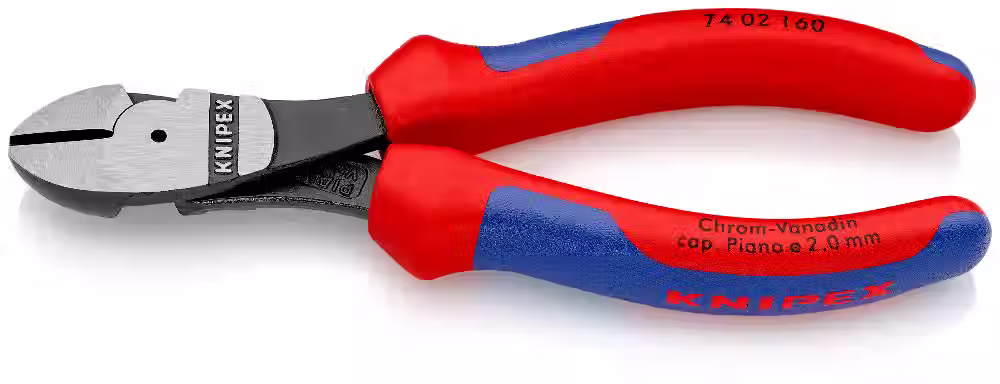 KNIPEX Kraft-Seitenschneider mit 2K-Griffhüllen, Kopf poliert 74 02 160 - 180 mm