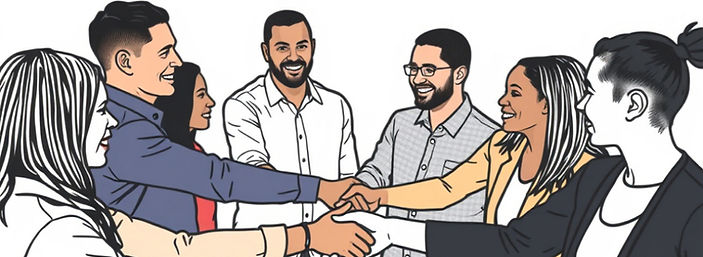 Group of diverse people   shaking hands 