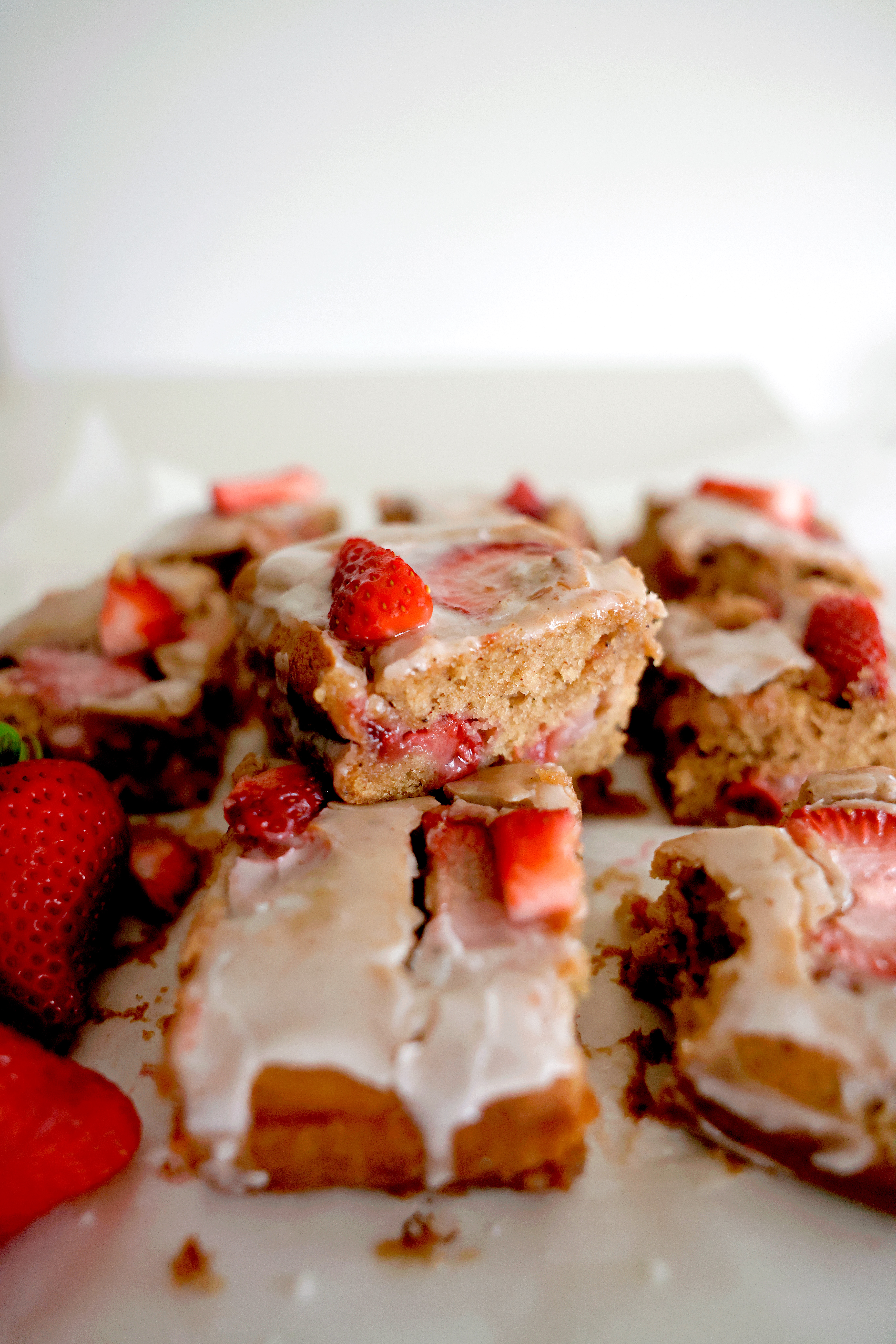 Frosted Vanilla Bean Strawberry Sheet Cake