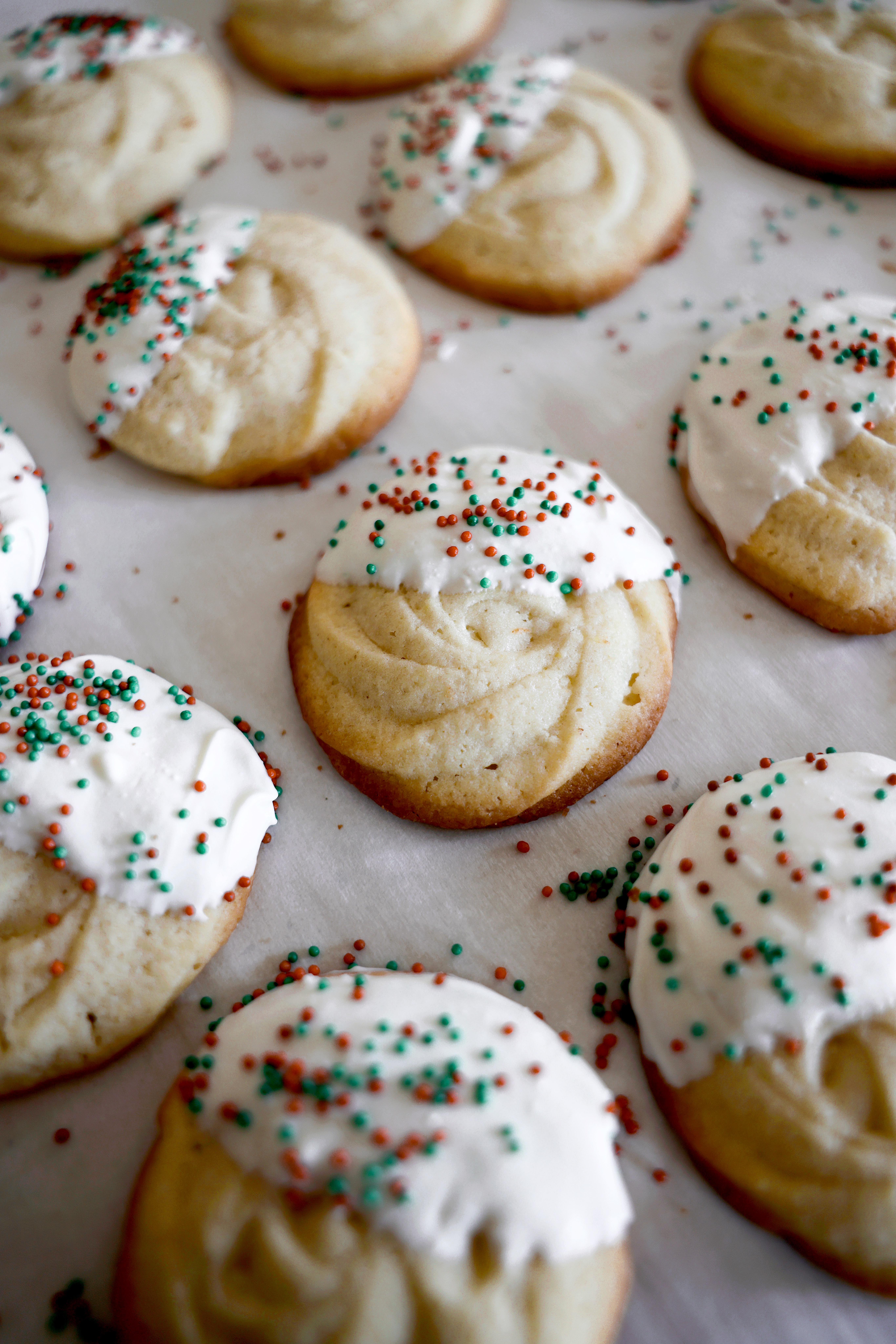 White Chocolate Dipped Holiday Butter Cookies