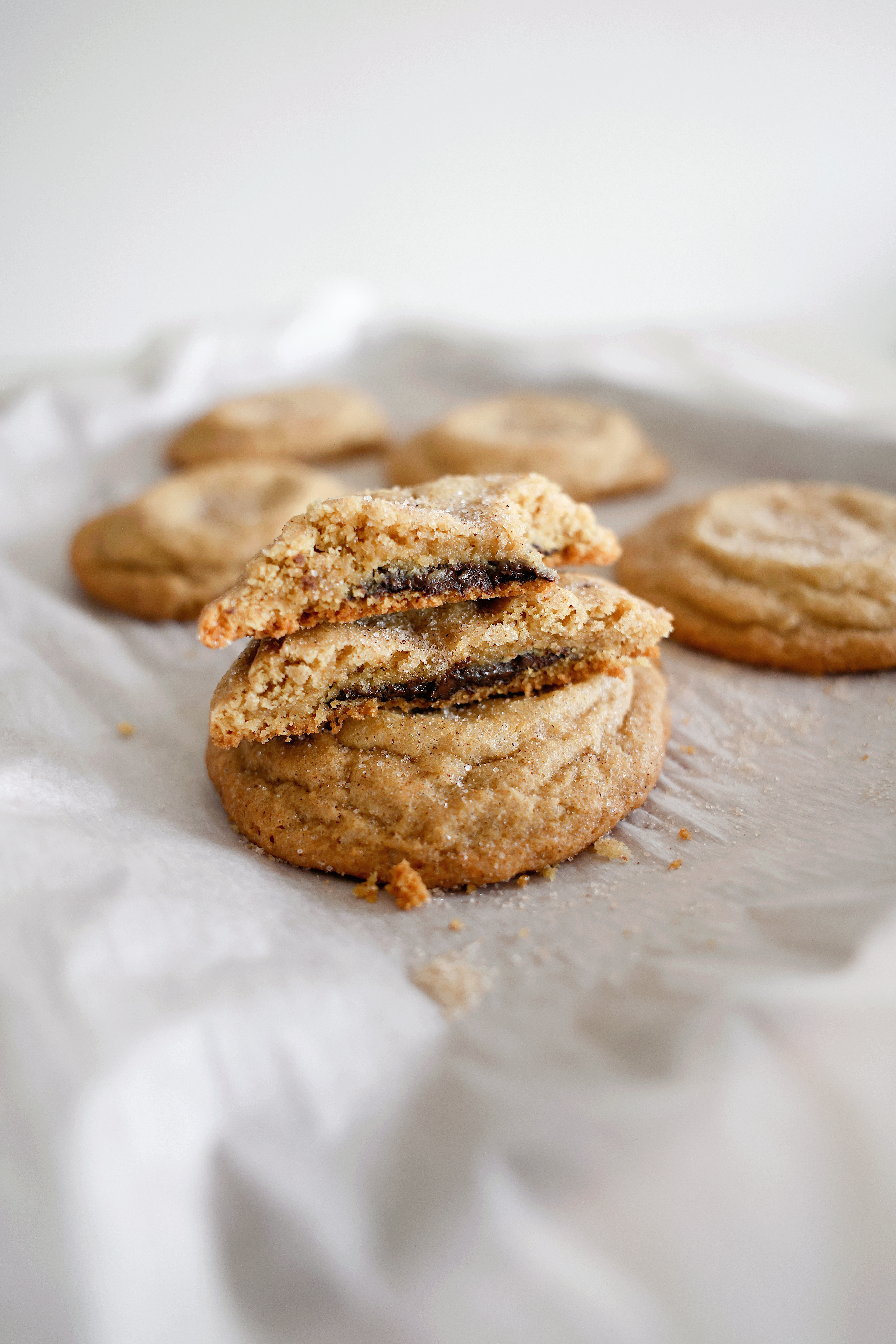 Dark Chocolate Stuffed Churro Cookies