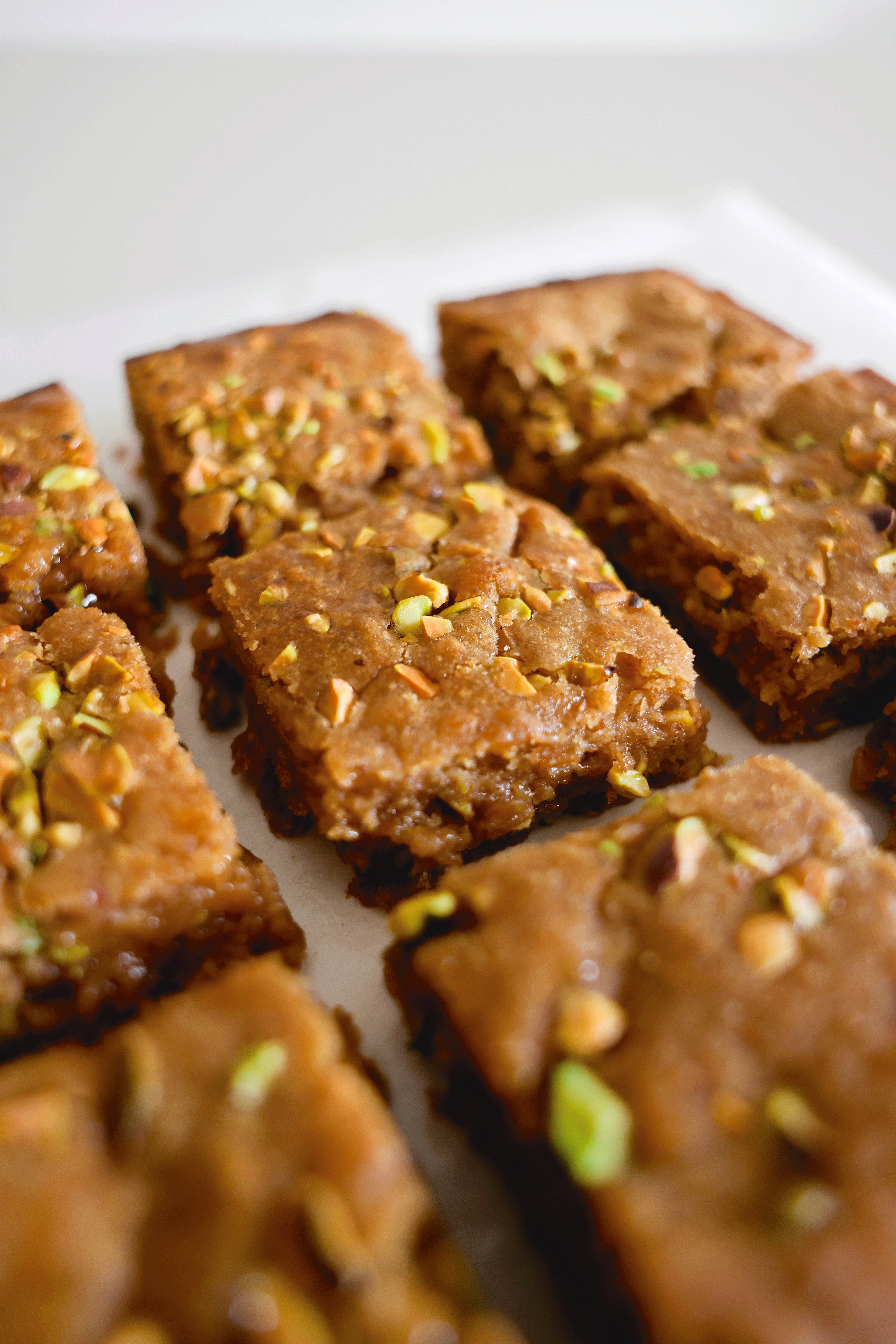 Brown Butter Pistachio Honey Blondies