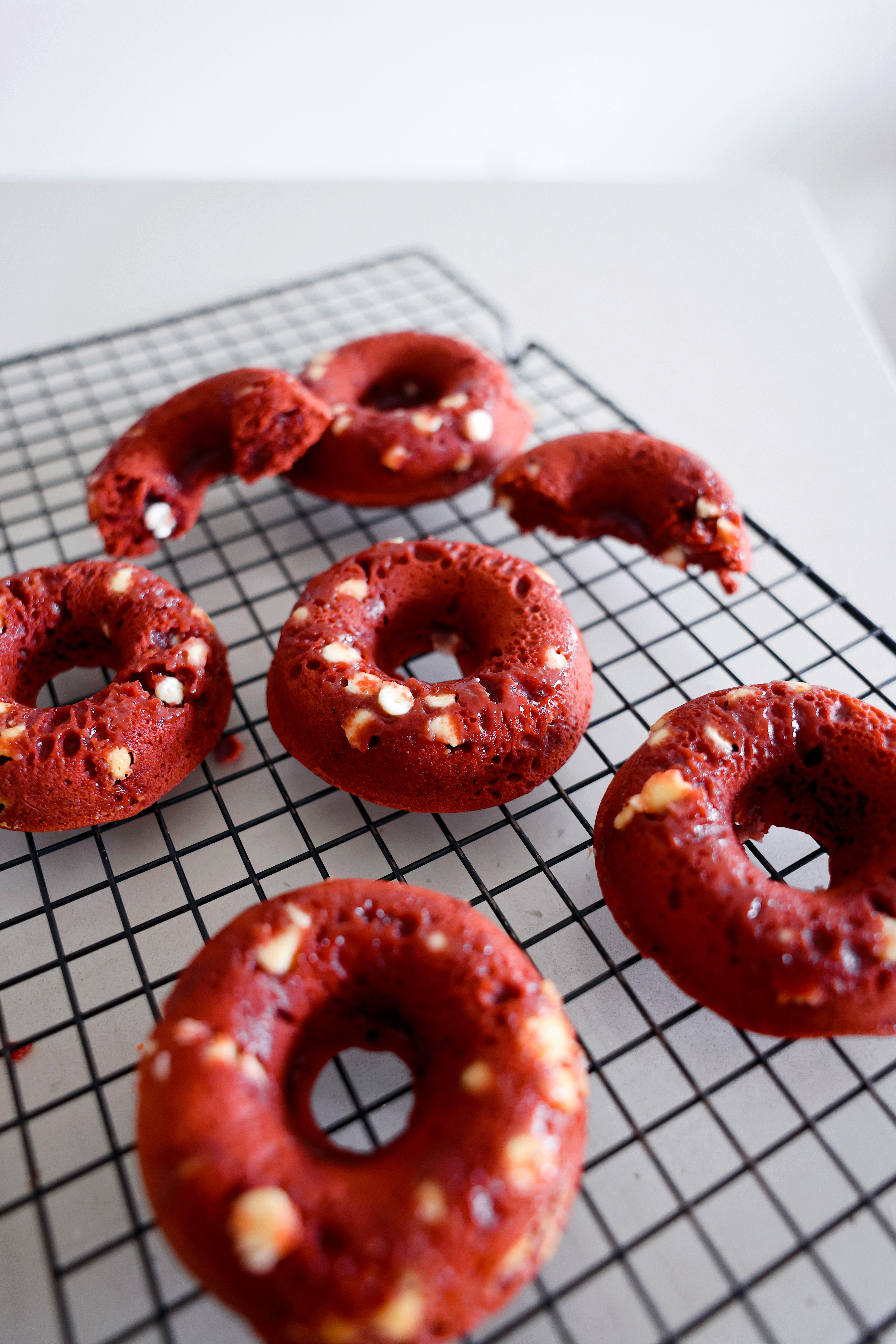 White Chocolate Red Velvet Donuts