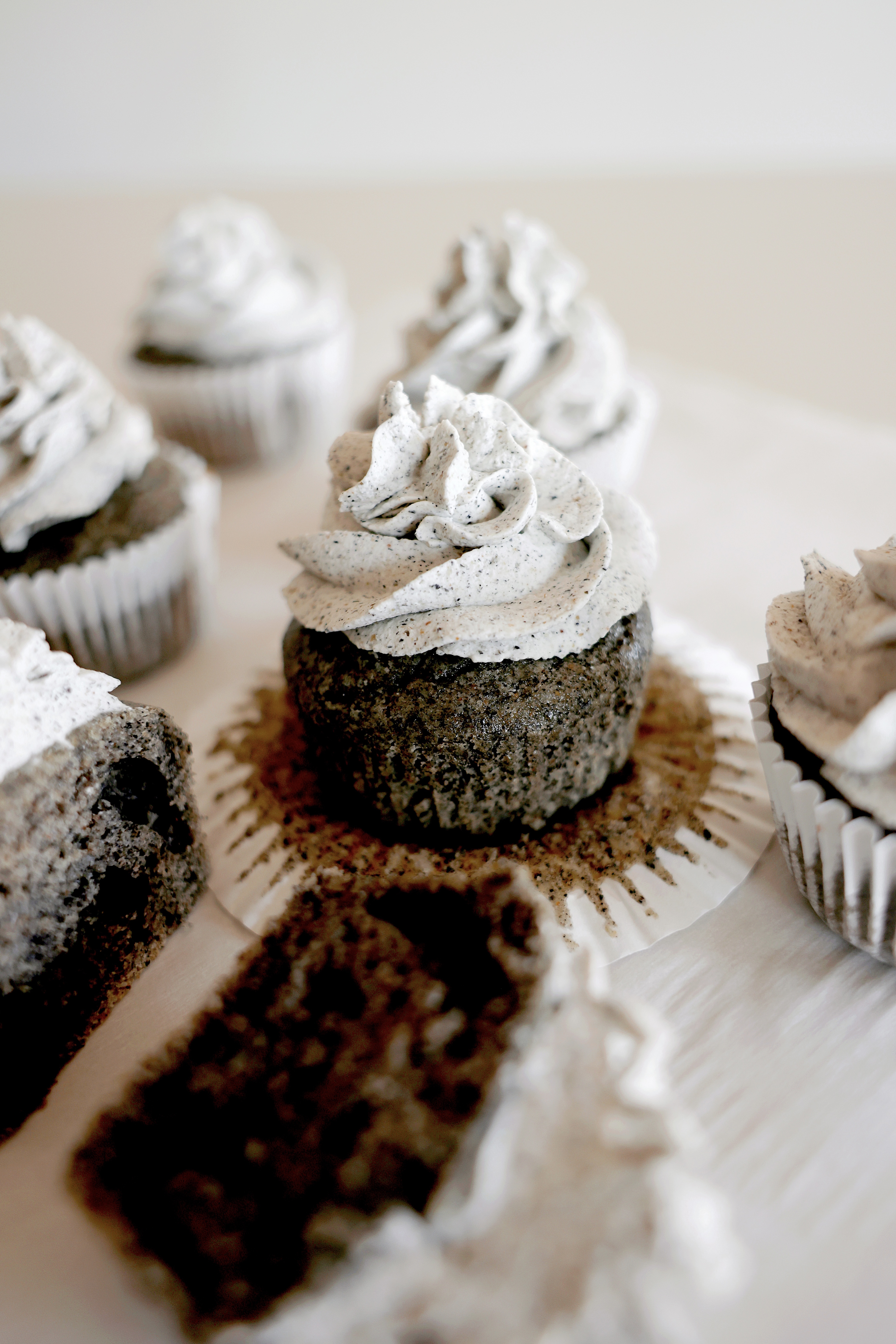 Black Sesame  Vanilla Bean Cupcakes