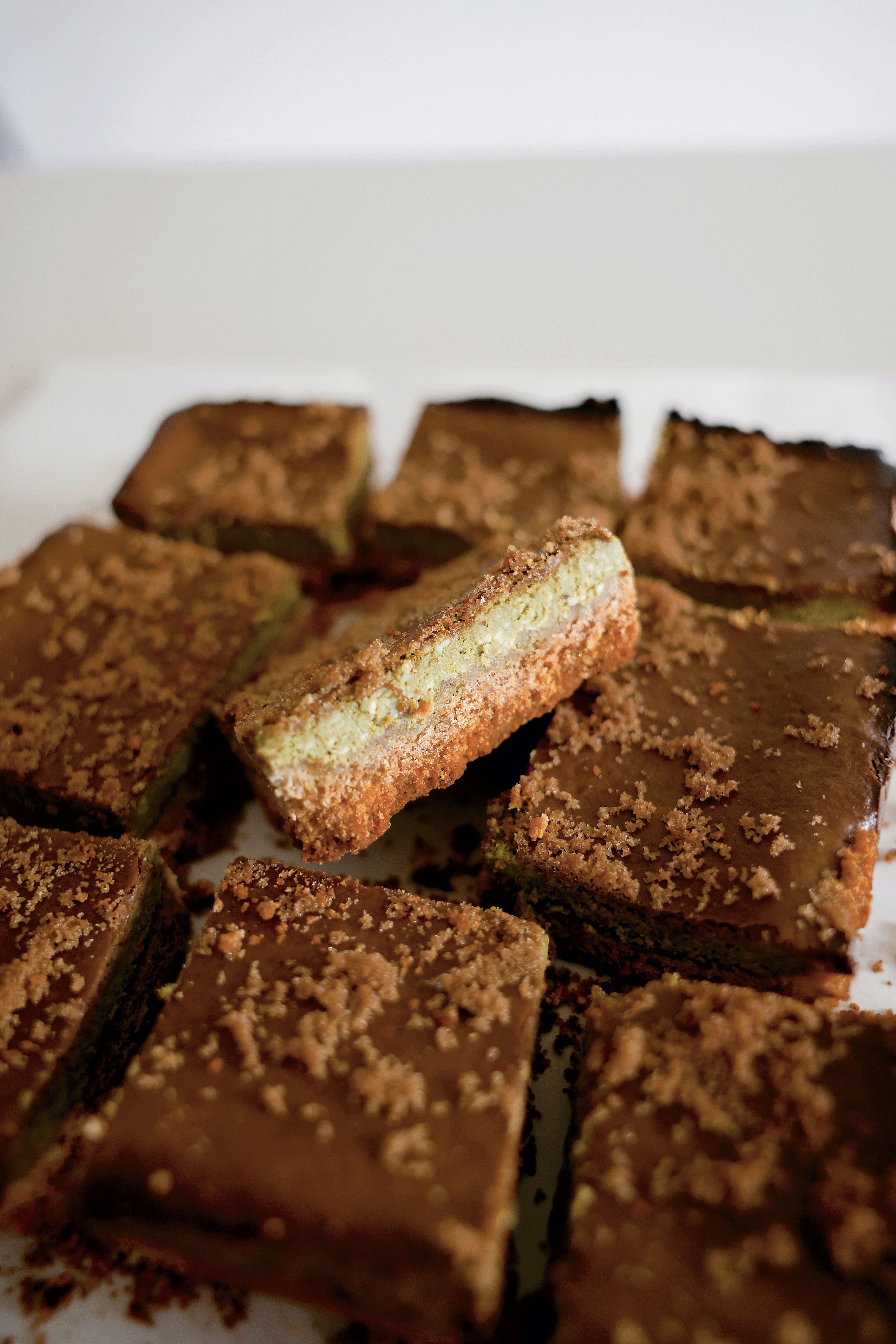 Brown Sugar Matcha Basque Cheesecake Bars