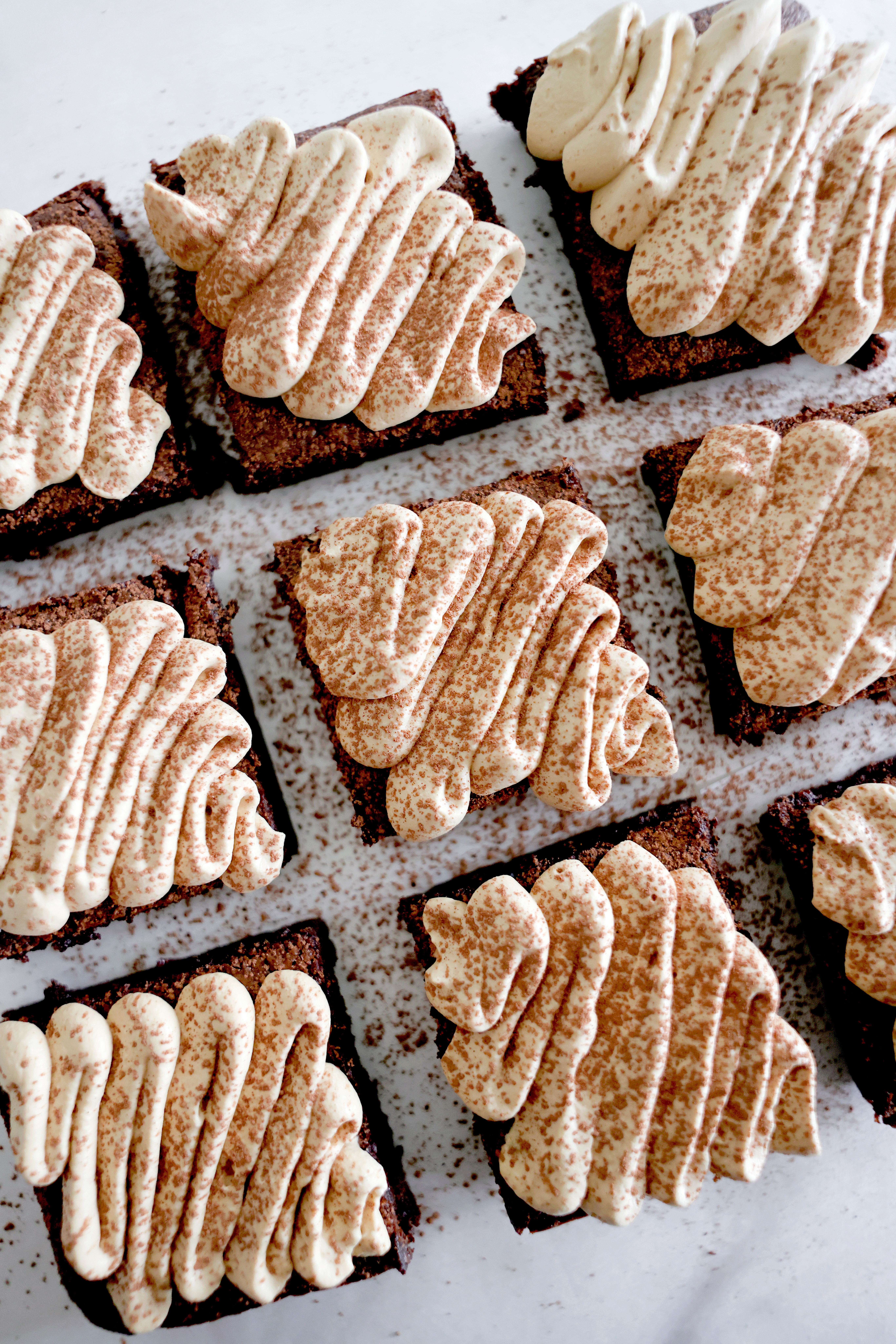 Espresso Brownies w Whipped Espresso Frosting