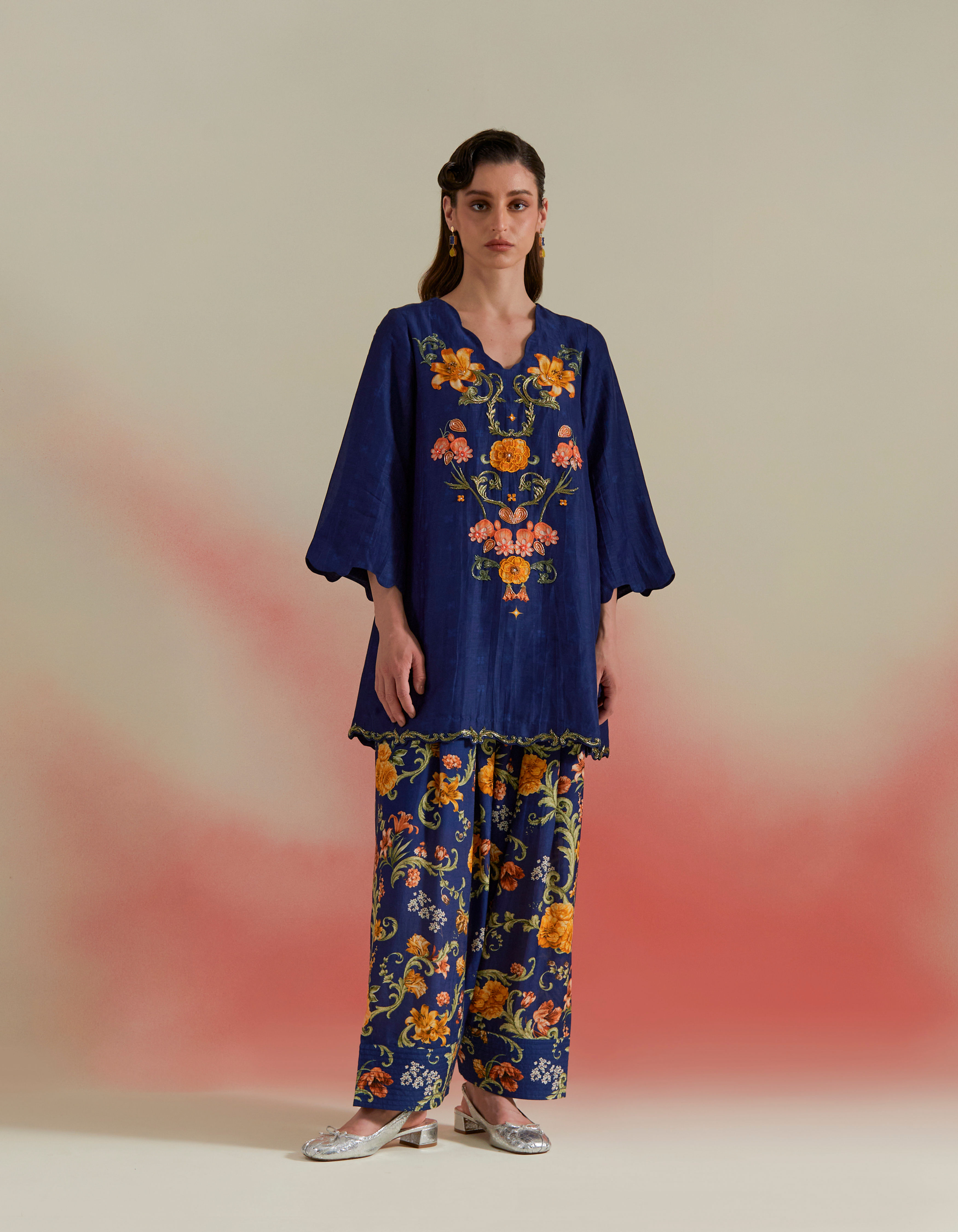 Ornella Kali kurta set-Royal blue