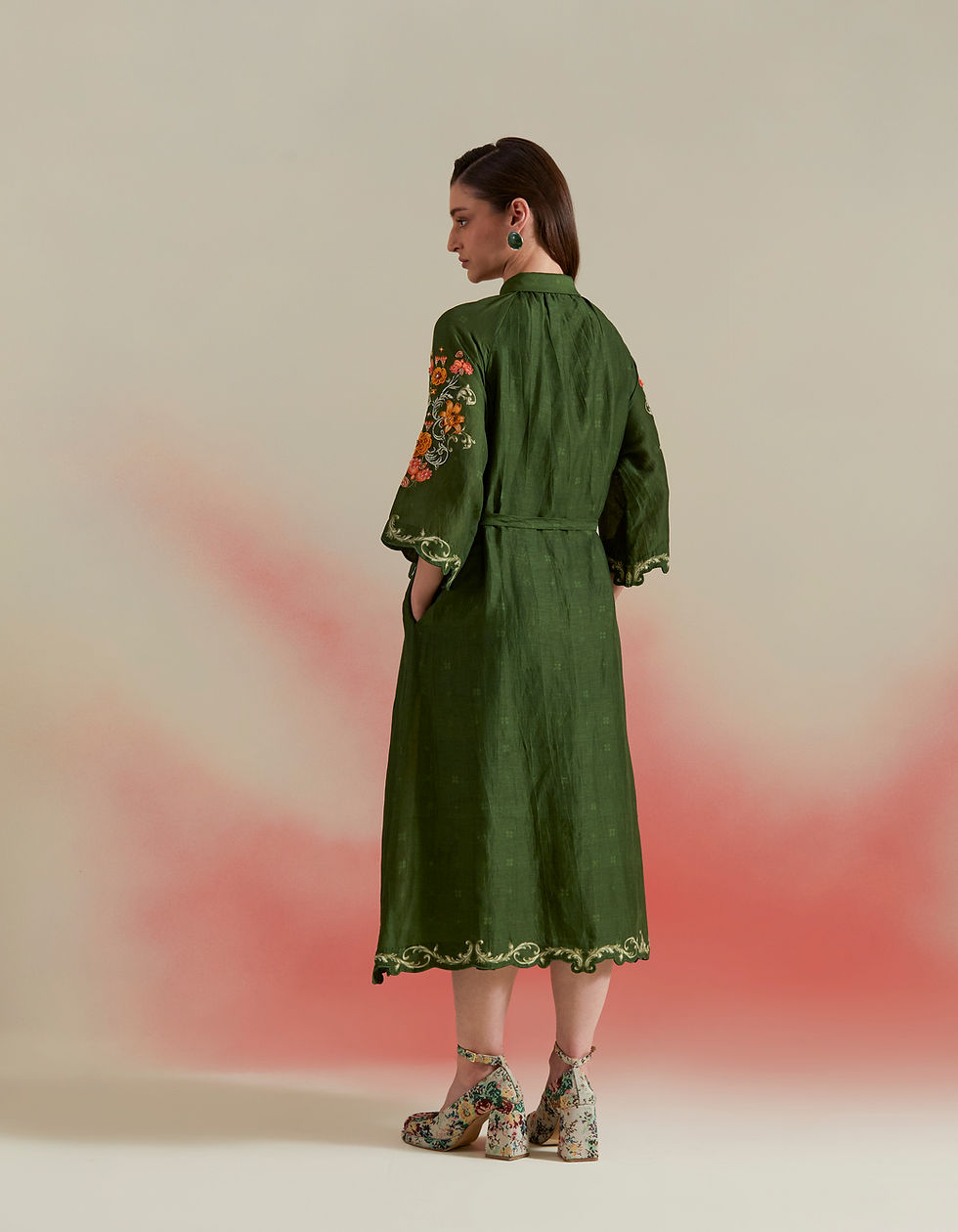 Thumbnail: Ornella Shirt Dress- Olive Green