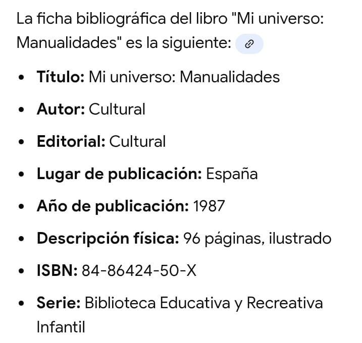 CoT.D. MI UNIVERSO MANUALIDES de BIBLIOTECA EDUCATIVA Y RECREATIVA INFANTIL
