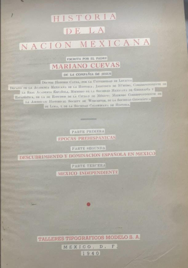 Miniatura: T.D. HISTORIA DE LA NACION MEXICANA  de MARIANO CUEVAS