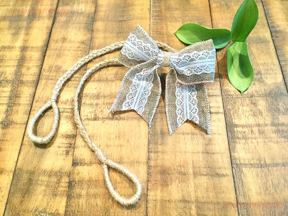 Thumbnail: Rustic Burlap Bow Curtain Tie-backs
