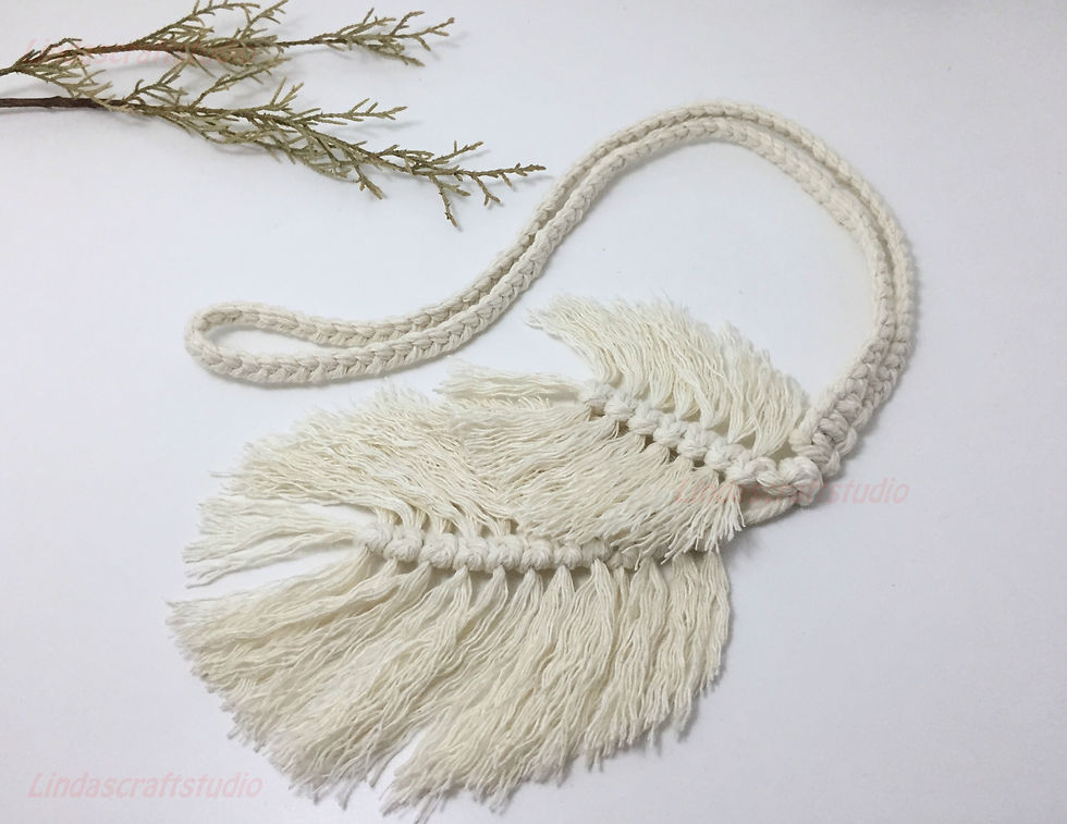 Thumbnail: Double Macrame Feather Curtain Tiebacks