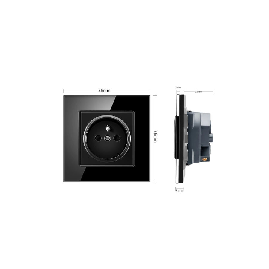 Miniature : Prise murale en verre trempé