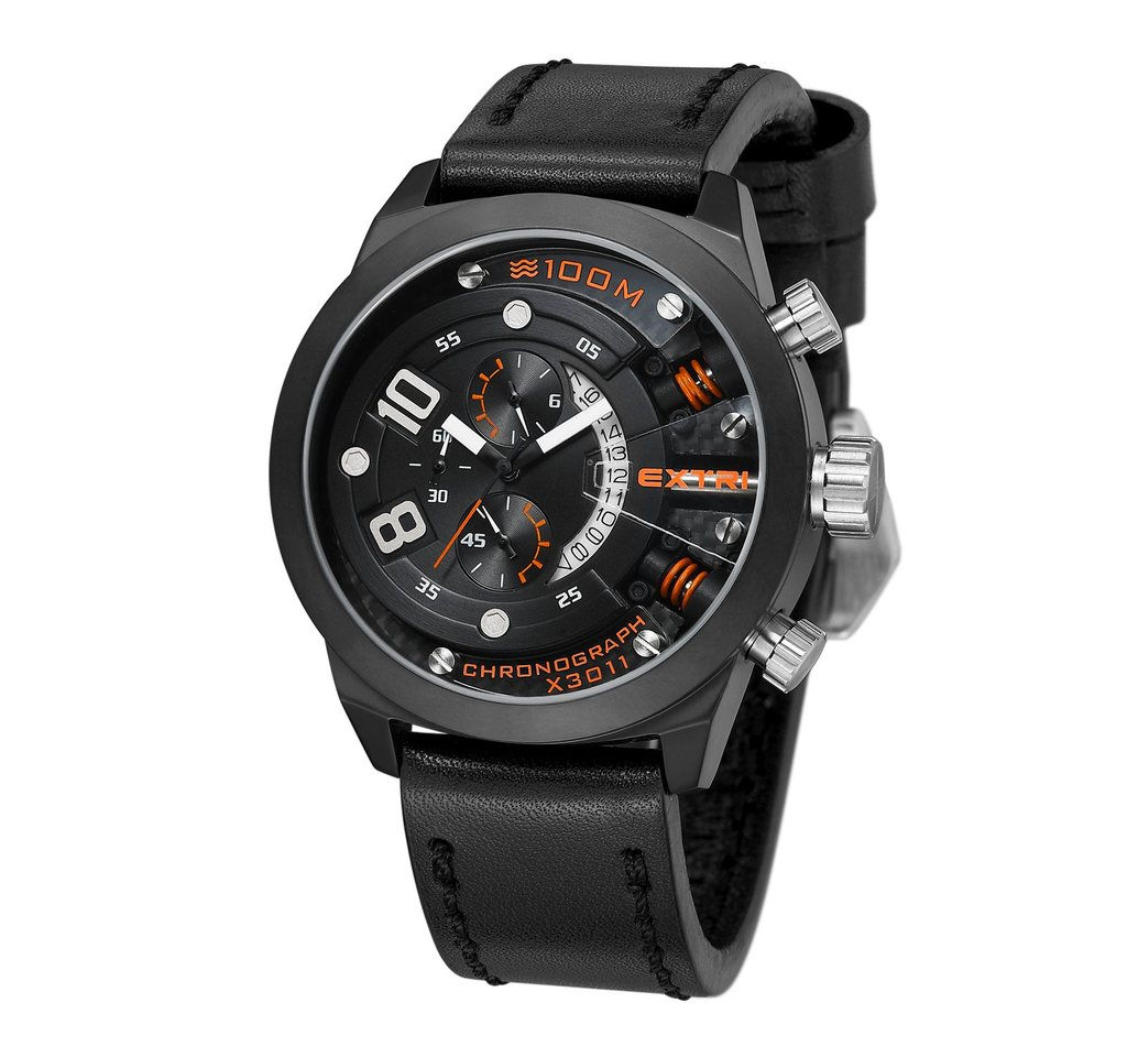 MONTRES HOMME EXTRI ETANCHE 100M CHRONO MODE TENDANCE SPORT NATATION NAUTISME EXTREME SOLIDE VERRE SAPHIR PROMOTION SOLDE