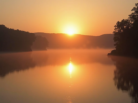 A-serene-sunrise-over-still-lake-reflecting-new-beginnings-and-self-discovery-atmospheric-