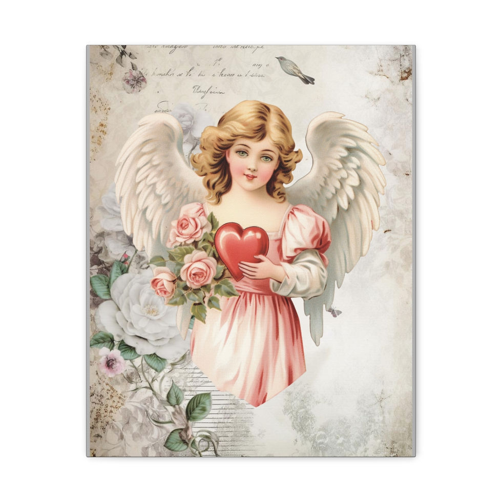 Thumbnail: Shabby Chic Angel Canvas Art Vintage Victorian Angelic Pastel French Print
