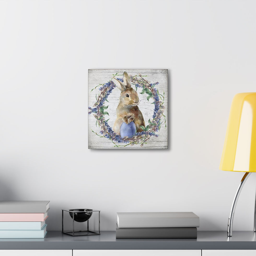 Thumbnail: Watercolor Canvas Art Rabbit Shabby Cottage Decor Farmhouse Bunny Giclee Print
