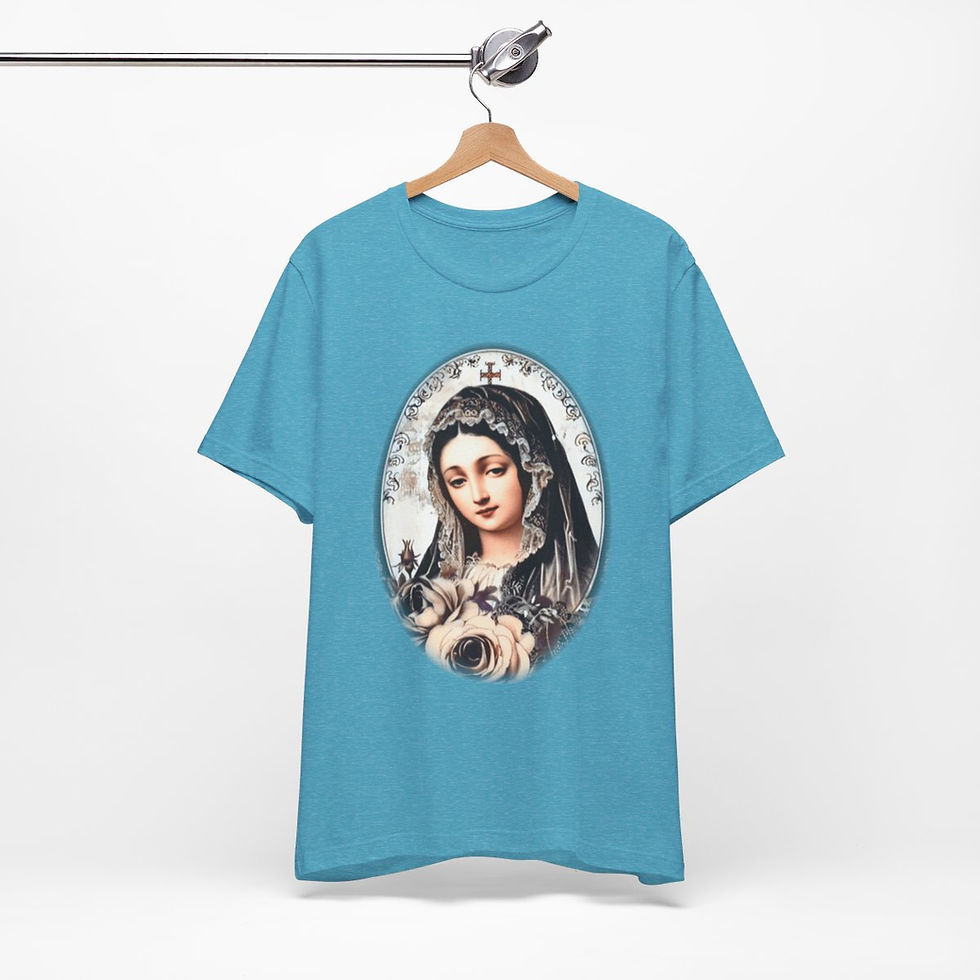 Thumbnail: Virgin Mary T-Shirt Shabby French Ave Maria Faith Art Tee Catholic Gifts