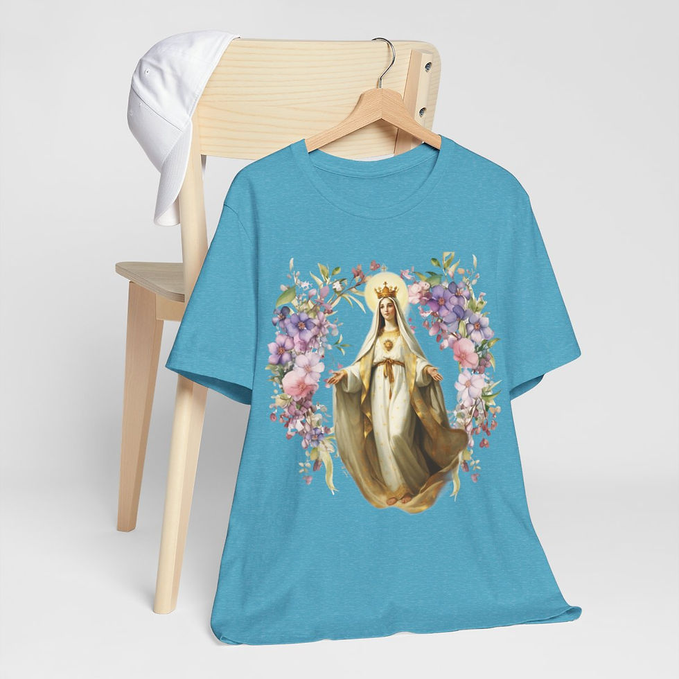 Thumbnail: Shabby Religious Faith T-Shirt Virgin Mary Art Tee Vintage Style Catholic Gifts